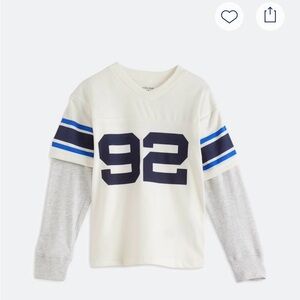 Abercrombie Kids White and Blue Long Sleeve Tee
